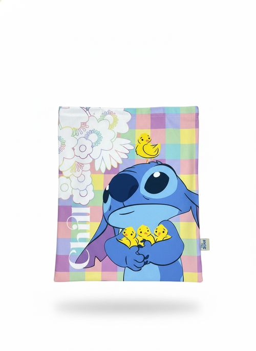 Ecobag Feminina Pastel Estampa Stitch Filhotes Xadrez