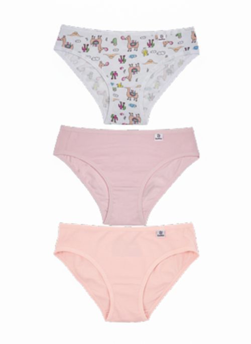 Kit 3 Calcinhas Infantil Menina Tons Pastéis Lhama Divertida