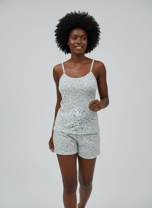 Pijama Curto Liganete Feminino Multicor Floral Delicado