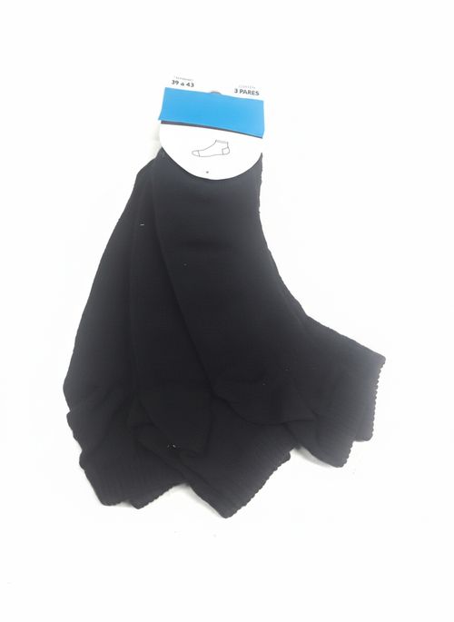 Kit 3 Pares Meias Cano Curto Masculino Pretas