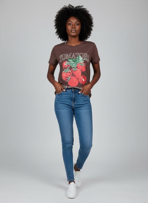 Blusa Feminina Marrom Escuro Tomatoes Vintage