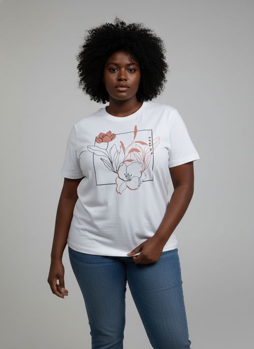 Blusa Feminina Off White Estampa Floral