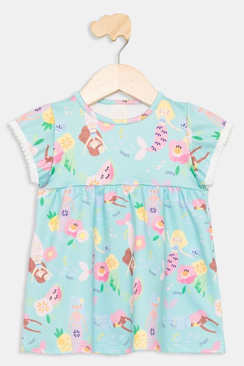 Vestido Infantil Bebê Sereia Caedu Favinho Verde Claro