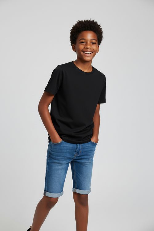 Camiseta Infantil Menino Preta Juvenil Lisa