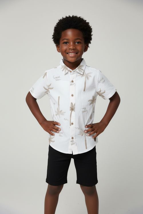 Camisa Infantil Menino Off-White Infantil Coqueiros Good Vibes