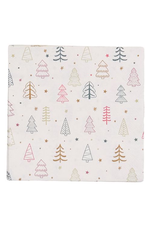 Guardanapo Natal Estampa Árvores e Estrelas Tons Pastéis