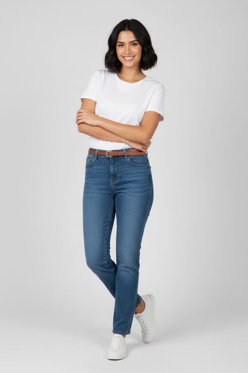 Calça Jeans Feminina Azul Médio