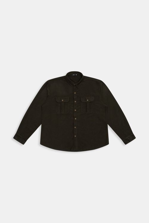 Camisa Masculina Piquet Caedu Manga Longa Cinza Escuro