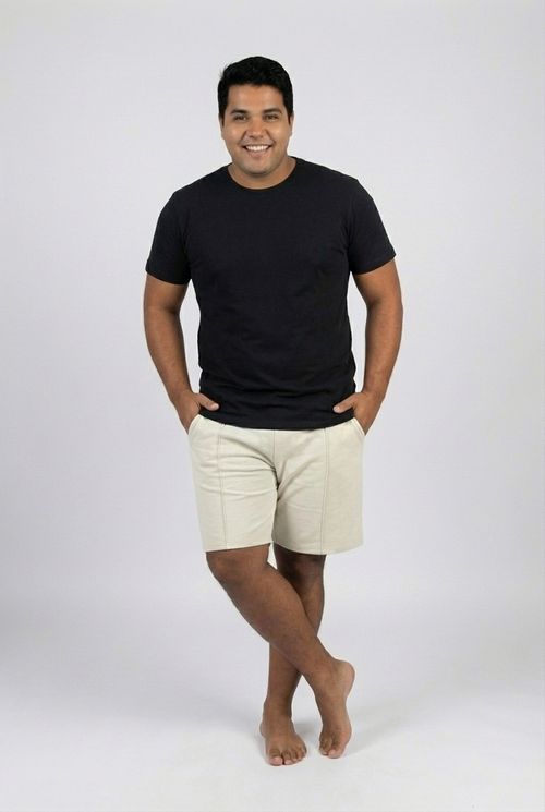 Bermuda Masculina Bege Claro Nervurada