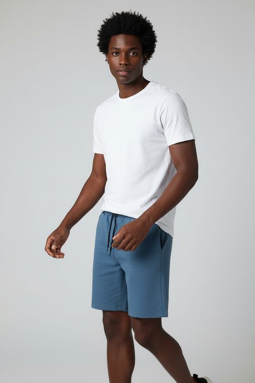 Bermuda Moletom Street Masculina Azul Médio