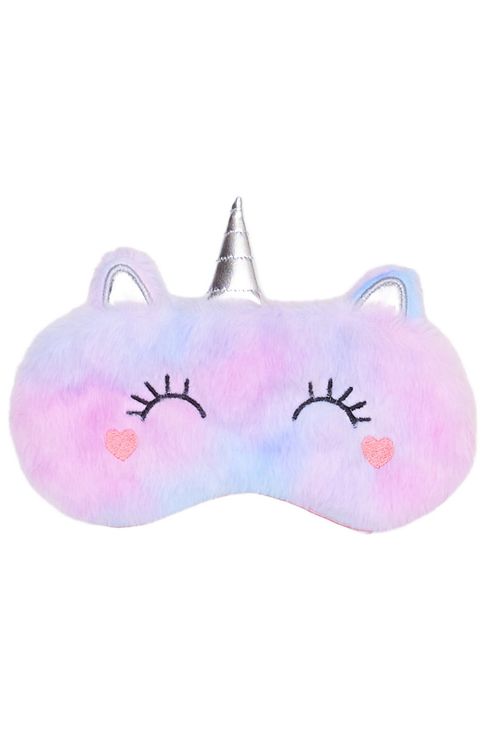 Máscara de Dormir Infantil Menina Tie-Dye Unicórnio Pelúcia