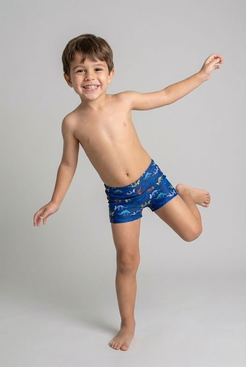 Sunga Boxer Infantil Menino Azul Dinossauros