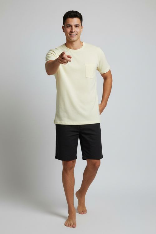 Camiseta Masculina Amarelo Claro Favinho Bolso