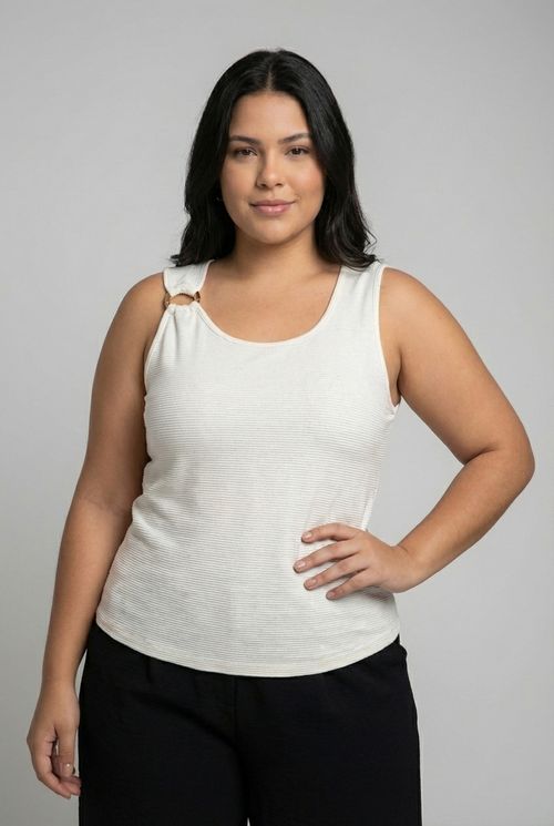 Regata Feminina Dourada Lurex com Argola