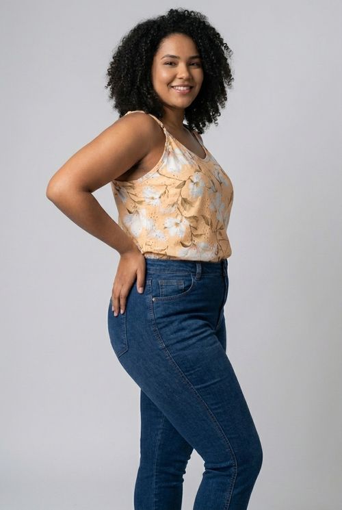 Regata Feminina Pêssego Floral