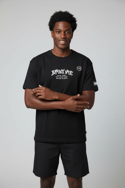 Camiseta Masculina Preta Bronx NYC The City That Never Sleeps
