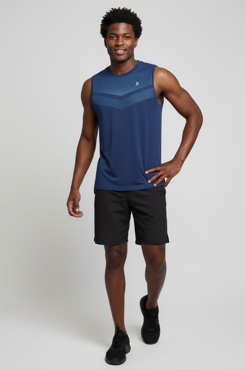 Regata Masculina Performance Dry Tec Azul Geométrica