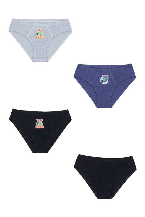 Kit 4 Cuecas Infantil Menino Sortidas Dinossauro Carro