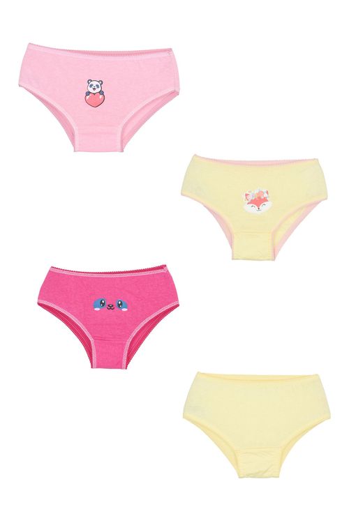 Kit 4 Calcinhas Infantil Menina Multicor Vibrante Bichinhos