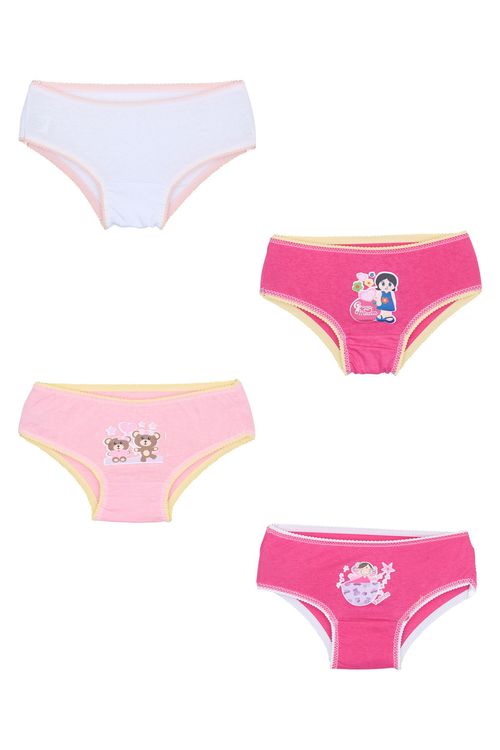 Kit 4 Calcinhas Infantil Menina Sortidas Personagens e Bichinhos