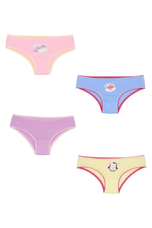 Kit 4 Calcinhas Infantil Menina Sortidas Bichinhos Fofos