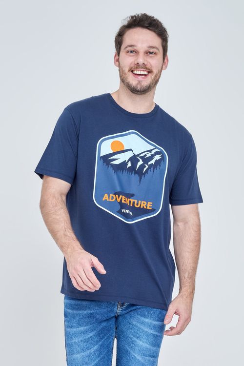 Camiseta Masculina Caedu Marinho Algodão Confortável