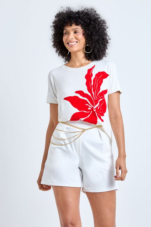 Shorts Feminino Off White Alfaiataria Ponto Roma