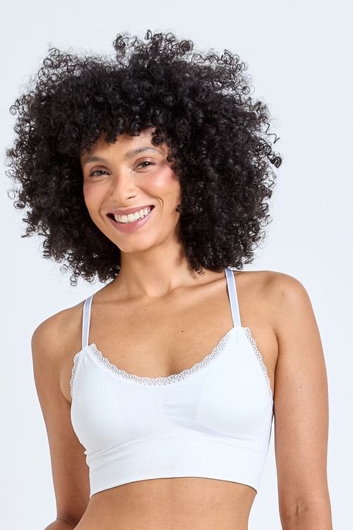 Sutiã Feminino Branco Sem Costura Renda Delicada