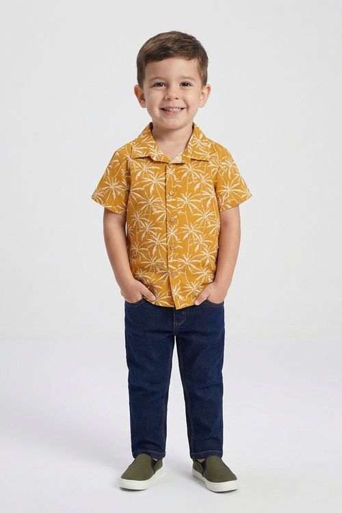 Calça Reta Infantil Jeans Azul Médio 4-8 Anos