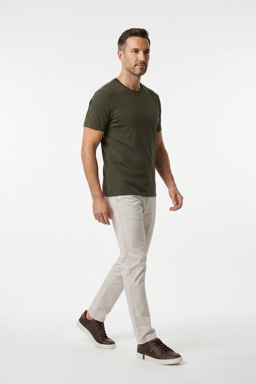 Calça Masculina Sarja Chino Bege Claro