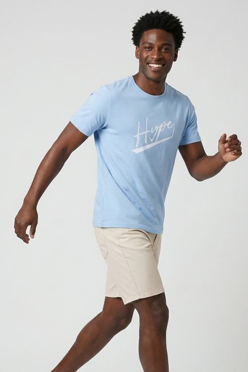 Camiseta Masculina Azul Claro Estampa Mesa Silk