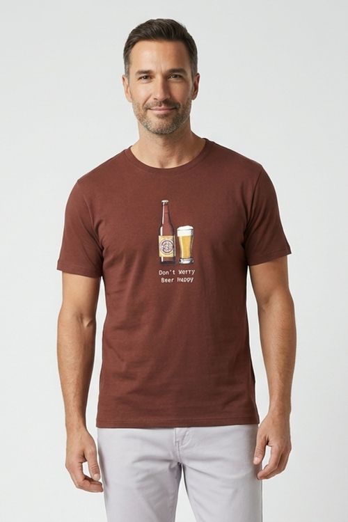 Camiseta Masculina Marrom Escuro Silk