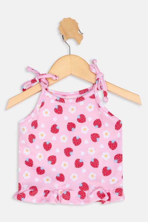 Regata Infantil Caedu Morango Rosa Claro Algodão