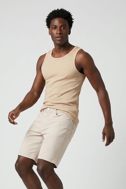 Regata Masculina Street Rib Bege Médio