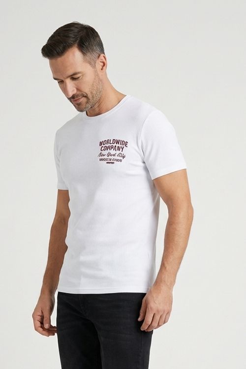 Camiseta Masculina Branco Texturizada Silk