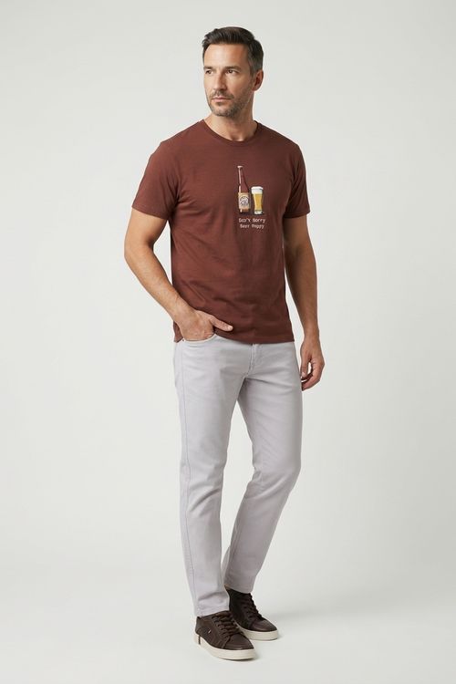 Calça Masculina Sarja Slim Bege Claro