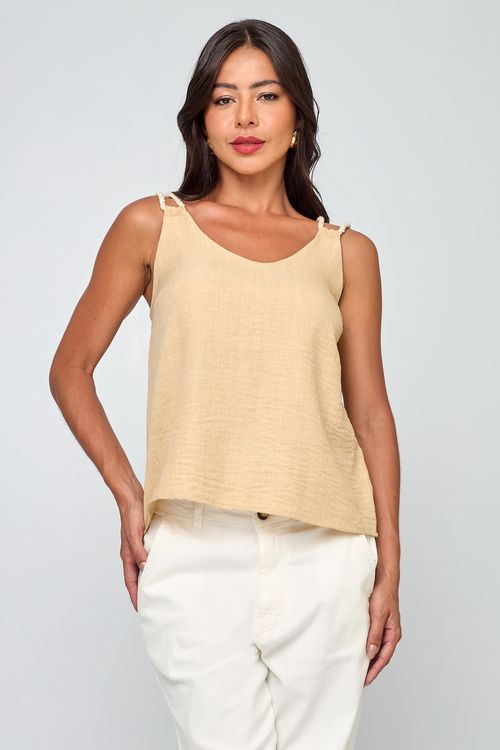 Regata Feminina Caedu Bege Médio: Estilo e Conforto