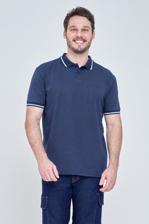 Polo Masculina Caedu Azul Marinho Algodão: Conforto Essencial