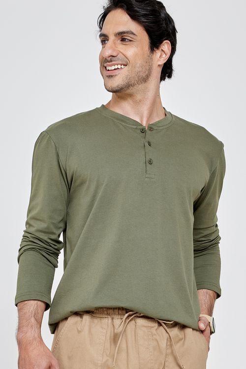 Camiseta masc 1275154 lisa peitilho verd verde medio