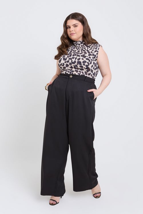 Calça Pantalona Feminina Caedu Alfaiataria Preta