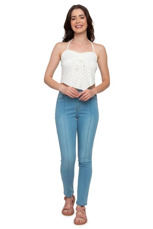 Top Feminino Frente Única Laise Off White Caedu