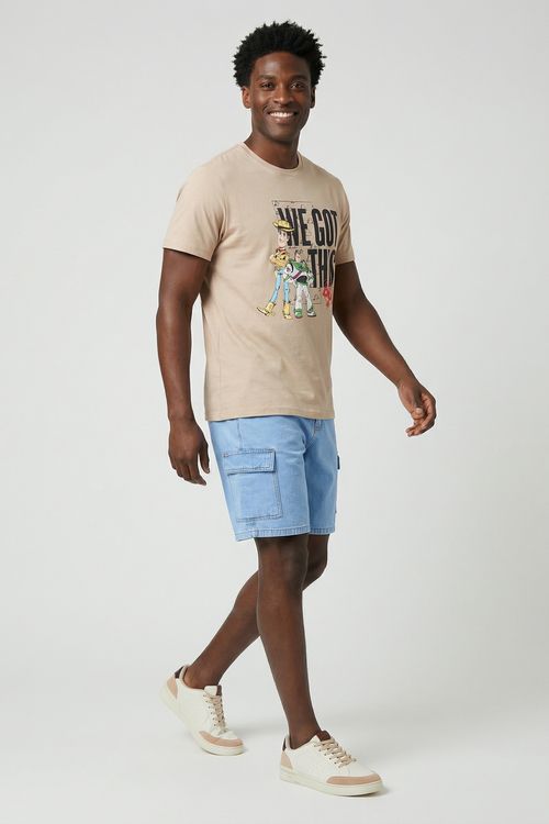 Bermuda Cargo Jeans Masculina Azul Claro