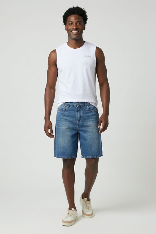 Bermuda Jeans Masculina Azul Médio