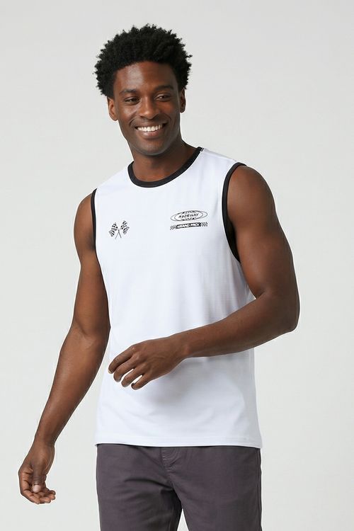 Regata Masculina Branca Estampa Grand Prix