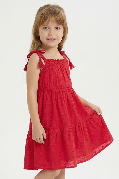 Vestido Infantil Menina Vermelho Laise