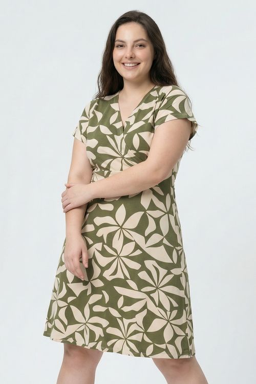 Vestido Feminino Verde Estampa Folhagem
