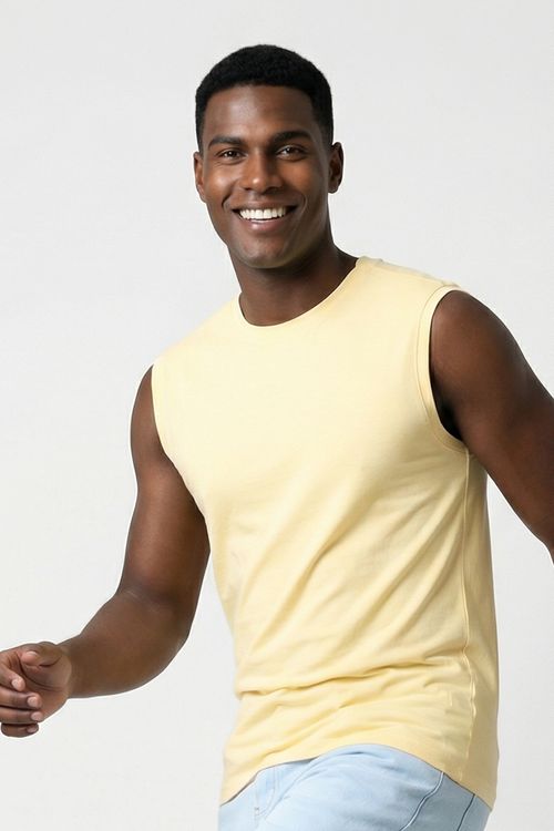 Regata Masculina Amarelo Pastel