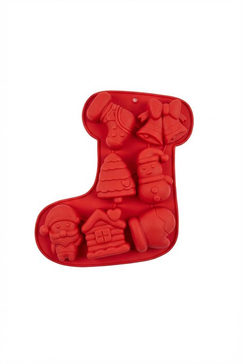 Molde de Silicone Natalino Vermelho Bota e Figuras