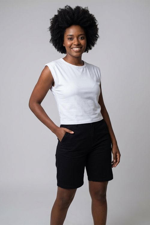 Blusa Feminina Branca Muscle Tee Cropped Ombreiras