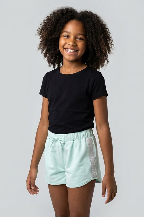 Short Runner Infantil Menina Juvenil Verde Menta Glitter